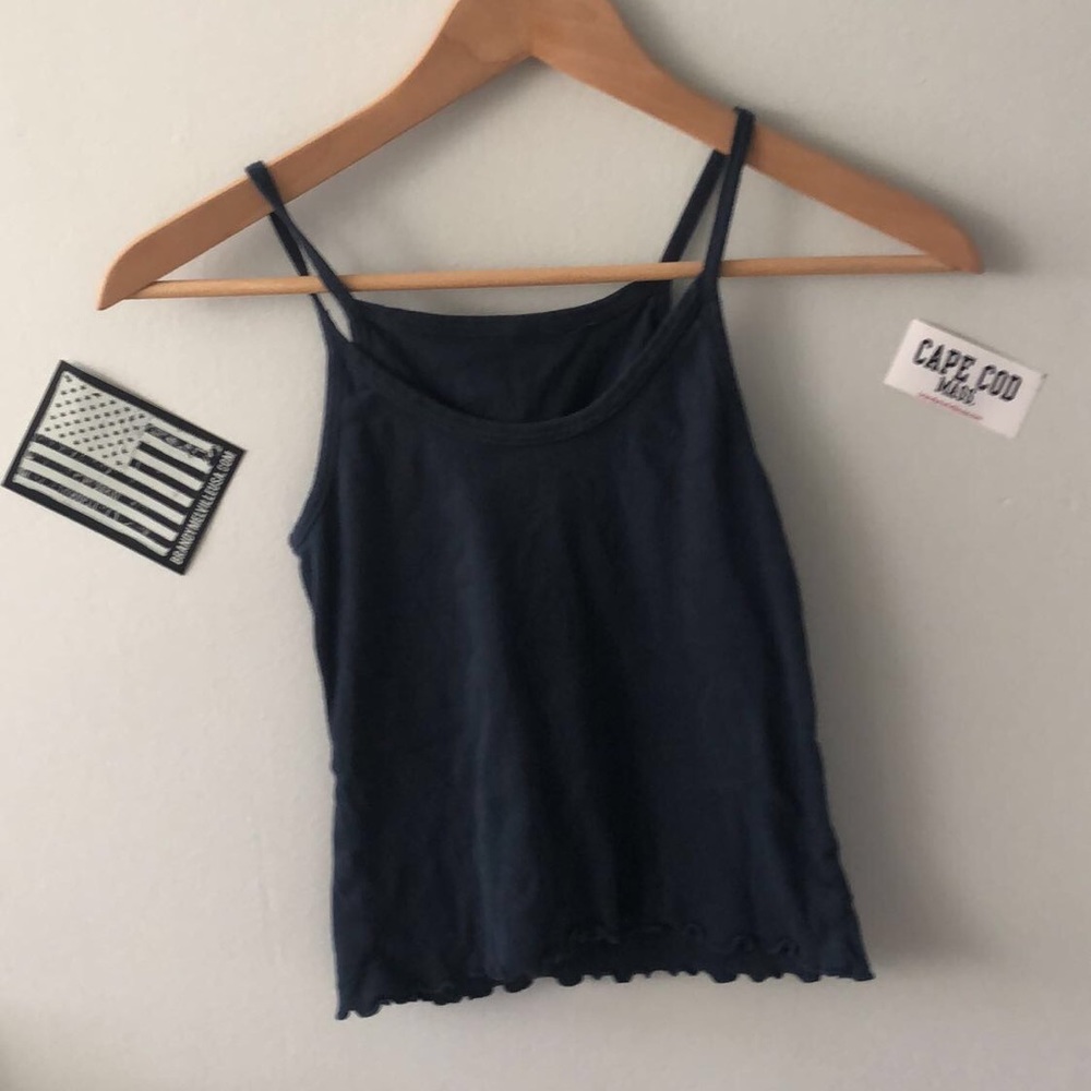 brandy melville tank top — blue — ruffled bottom